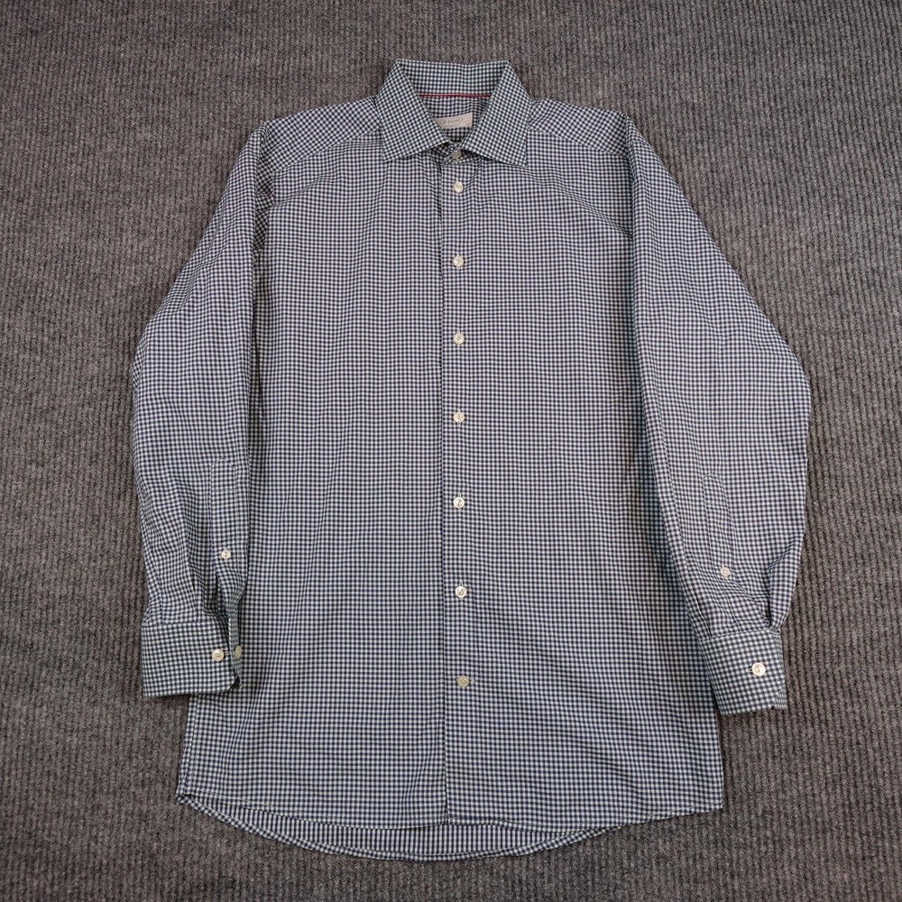 Eton Shirt Mens 16 41 Blue Gingham Contemporary Long Sleeve Dress Cotton